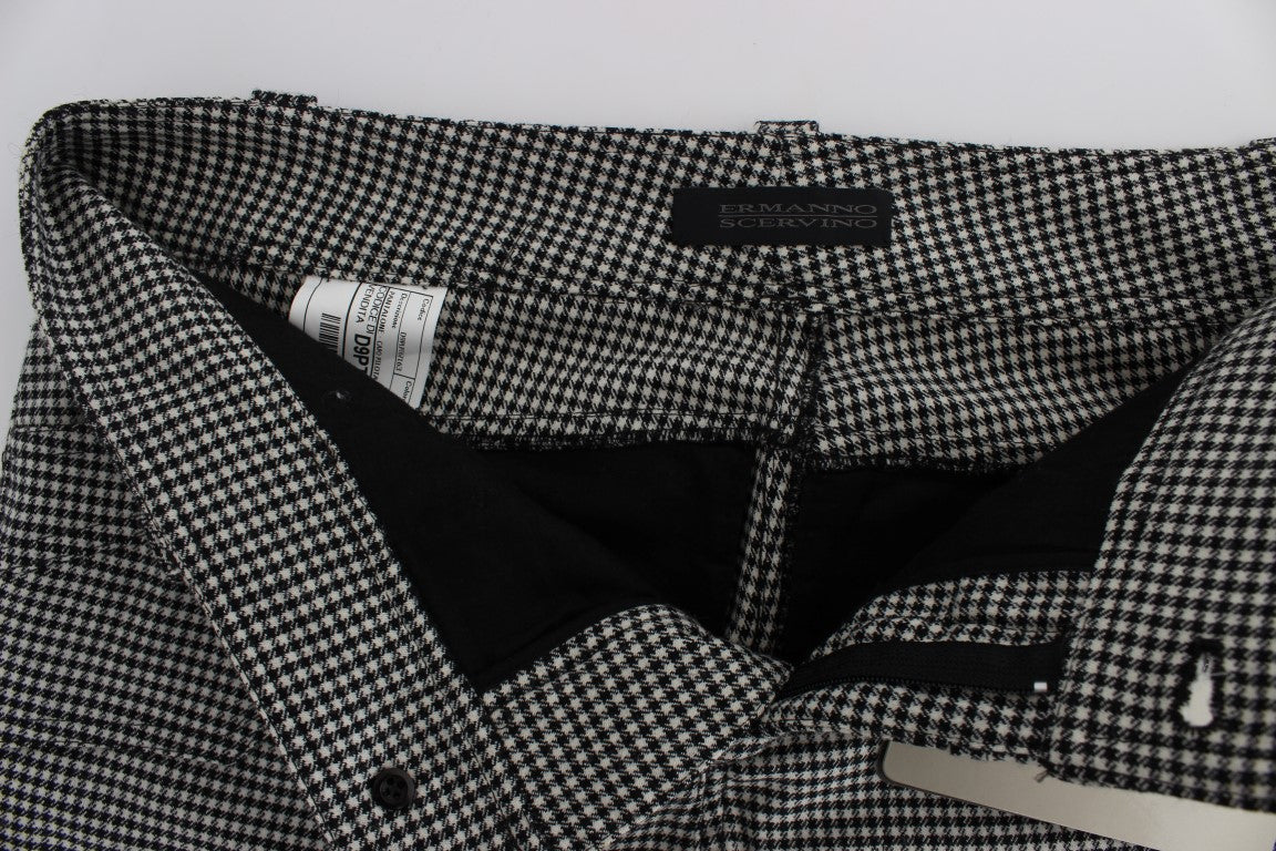 Ermanno Scervino Chic Checkered Black & White Regular Fit Pants Ermanno Scervino