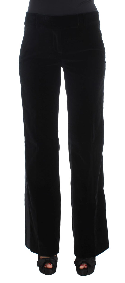 Ermanno Scervino Elegant Black Wide Leg Silk Blend Pants Ermanno Scervino