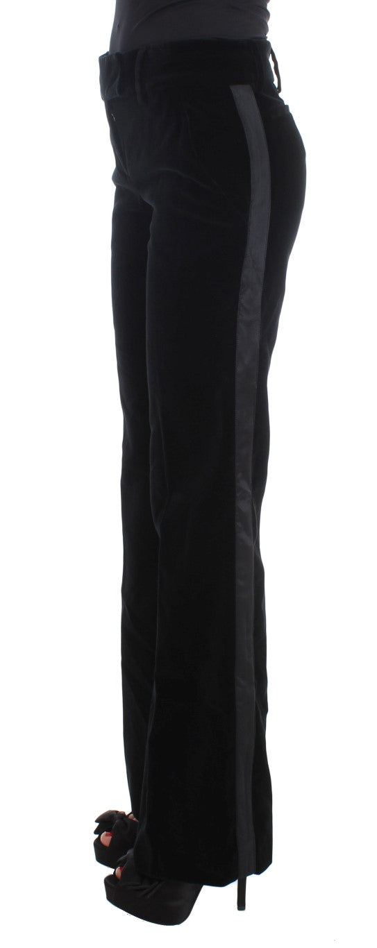 Ermanno Scervino Elegant Black Wide Leg Silk Blend Pants Ermanno Scervino