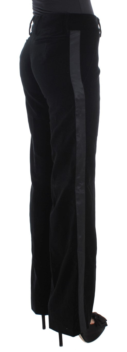 Ermanno Scervino Elegant Black Wide Leg Silk Blend Pants Ermanno Scervino