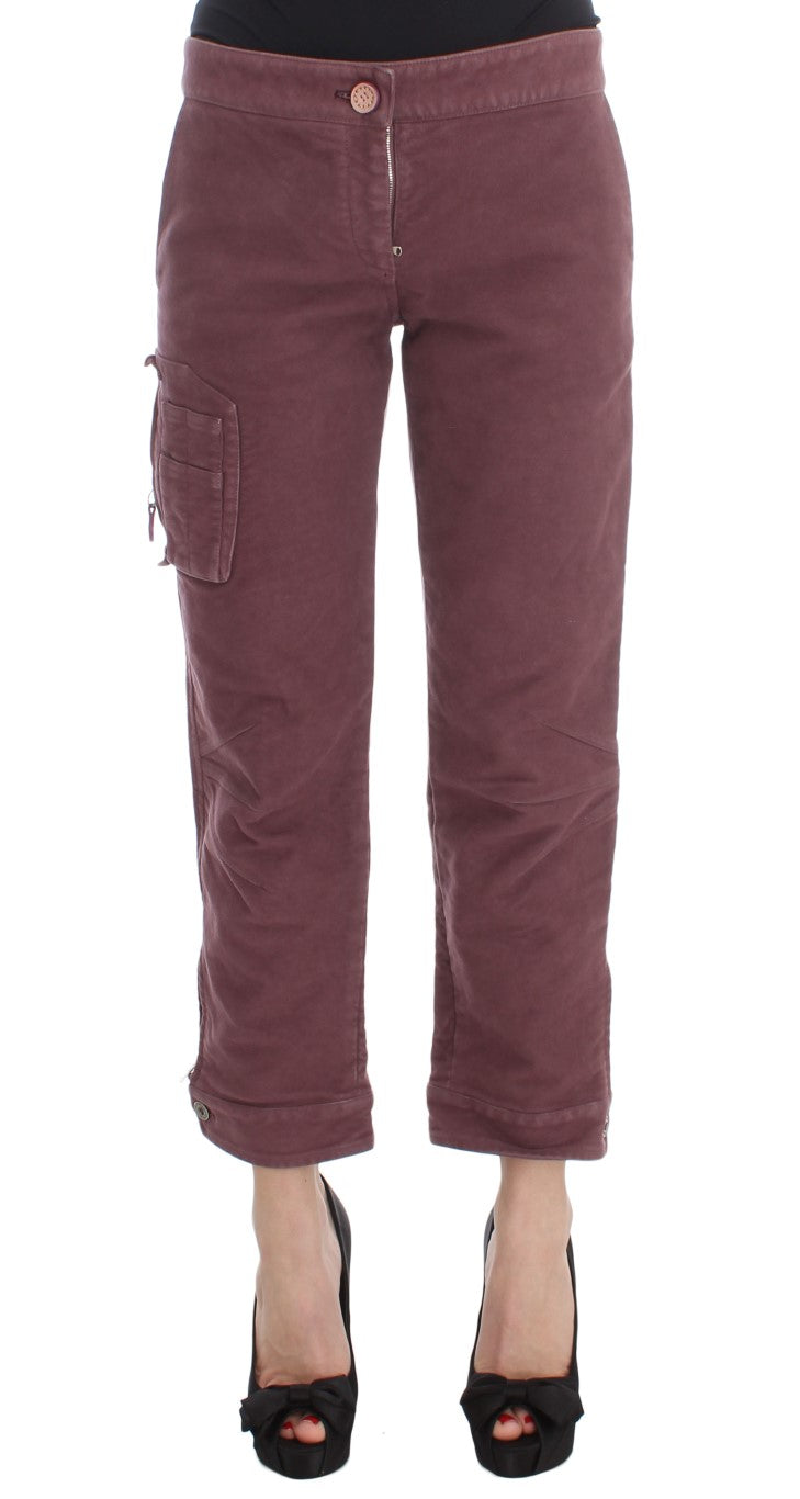 Ermanno Scervino Chic Bordeaux Capri ক্রপড কার্গো প্যান্ট