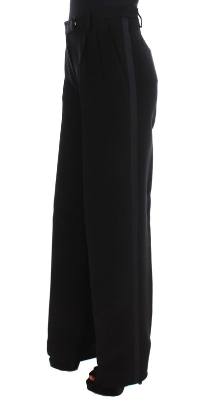 Ermanno Scervino Chic Black Wide Leg Silk Blend Jeans Ermanno Scervino