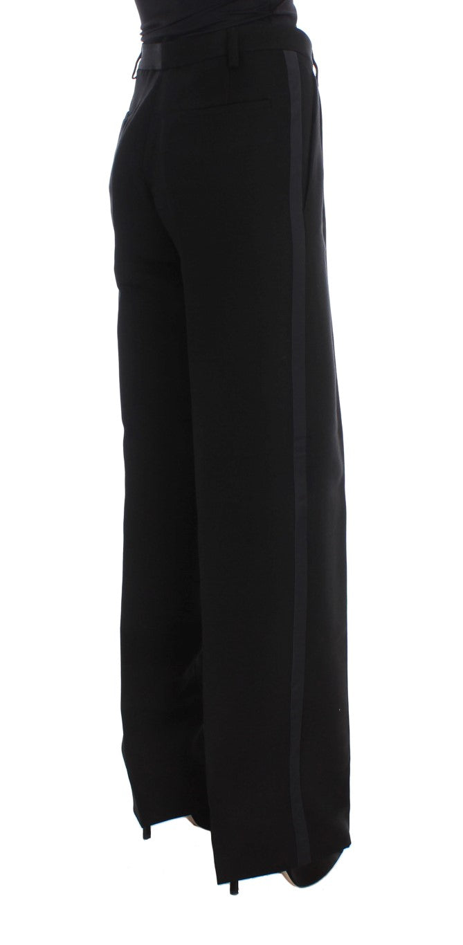 Ermanno Scervino Chic Black Wide Leg Silk Blend Jeans Ermanno Scervino