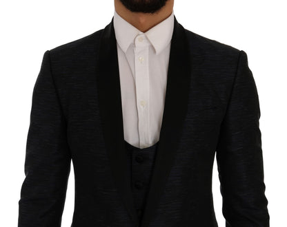 Dolce & Gabbana Elegant Blue & Black Slim Fit Suit Ensemble Dolce & Gabbana