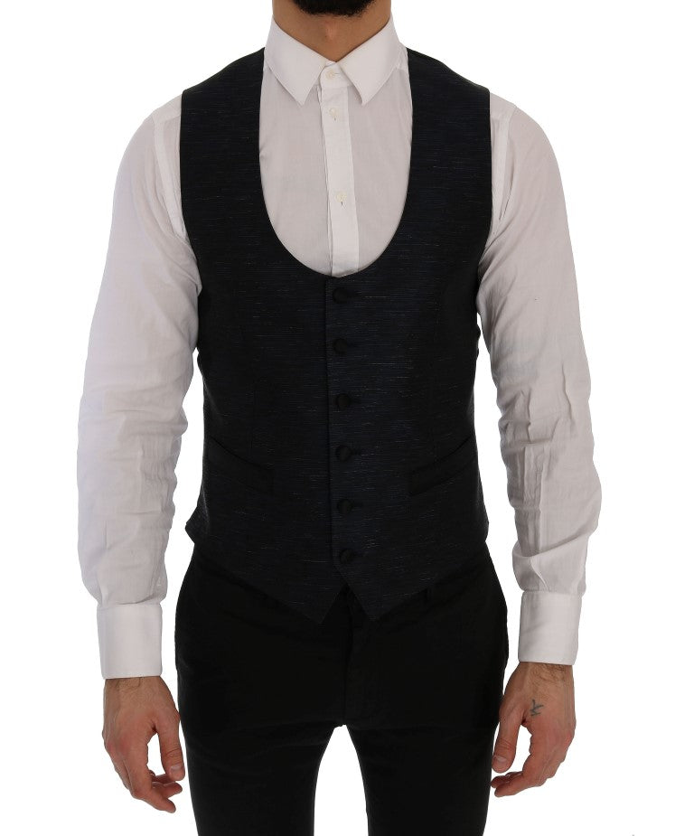 Dolce & Gabbana Elegant Blue & Black Slim Fit Suit Ensemble Dolce & Gabbana