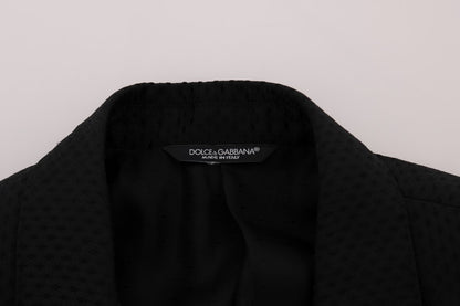 Dolce & Gabbana Elegant Black and Blue Silk Blend Blazer Set Dolce & Gabbana