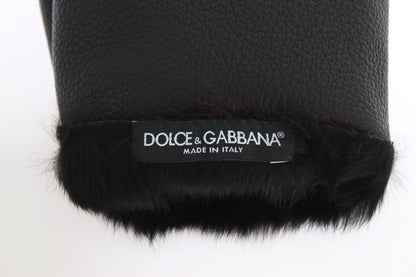 Dolce & Gabbana Elegant Black & Bordeaux Leather Gloves Dolce & Gabbana