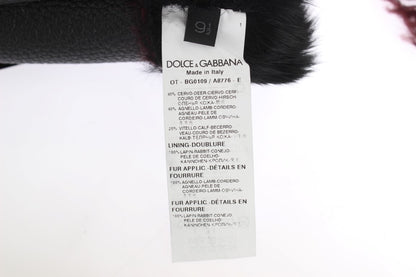 Dolce & Gabbana Elegant Black & Bordeaux Leather Gloves Dolce & Gabbana