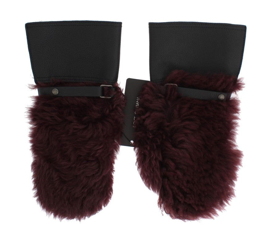 Dolce & Gabbana Elegant Black & Bordeaux Leather Gloves Dolce & Gabbana