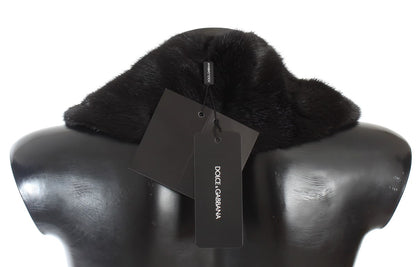 Dolce & Gabbana Elegant Black Mink Fur Shoulder Wrap Scarf Dolce & Gabbana