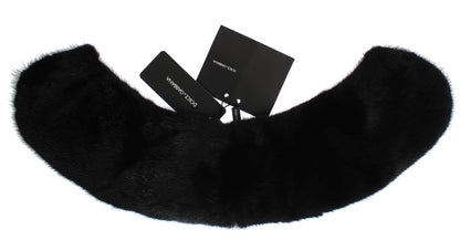 Dolce & Gabbana Elegant Black Mink Fur Shoulder Wrap Scarf Dolce & Gabbana