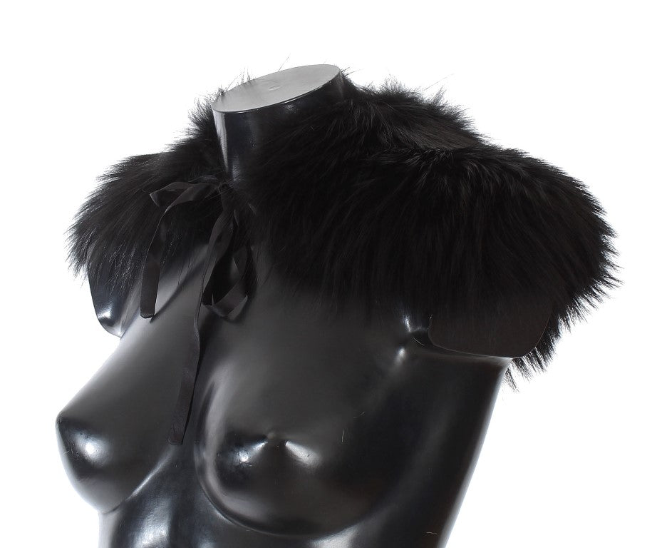 Dolce & Gabbana Black Fox Fur Chic Shoulder Wrap Dolce & Gabbana