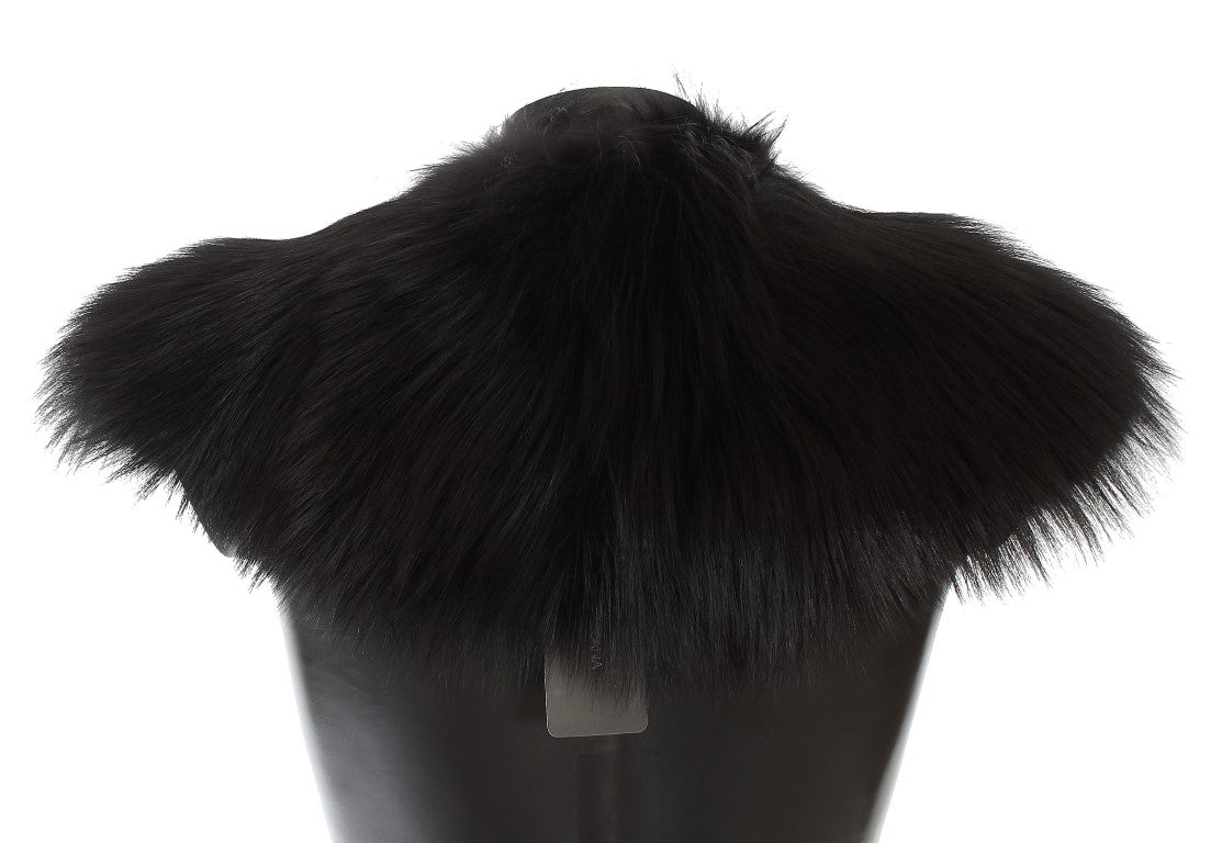 Dolce & Gabbana Black Fox Fur Chic Shoulder Wrap Dolce & Gabbana