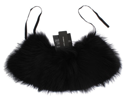 Dolce & Gabbana Black Fox Fur Chic Shoulder Wrap Dolce & Gabbana