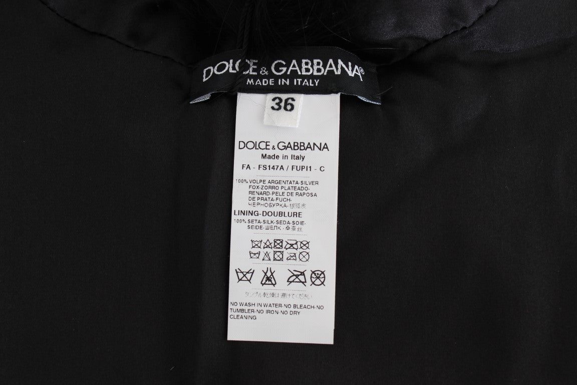 Dolce & Gabbana Black Fox Fur Chic Shoulder Wrap Dolce & Gabbana