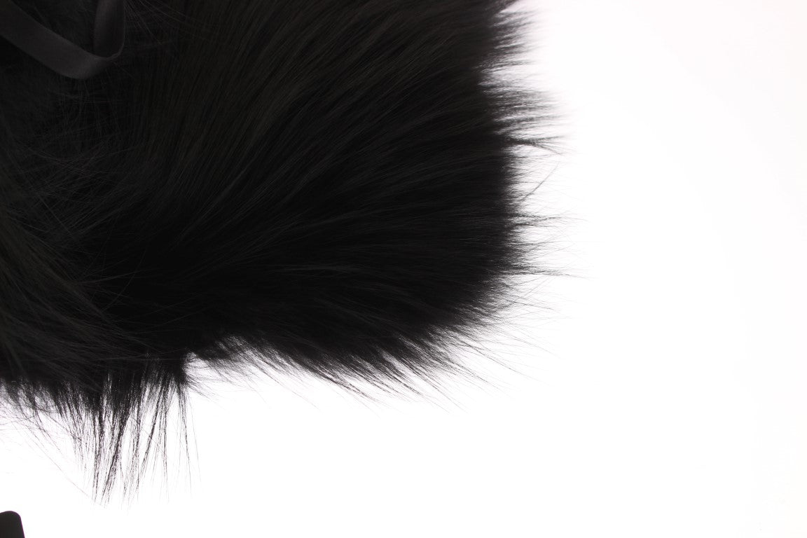 Dolce & Gabbana Black Fox Fur Chic Shoulder Wrap Dolce & Gabbana