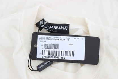 Dolce & Gabbana Elegant White Cashmere Sweater Dolce & Gabbana