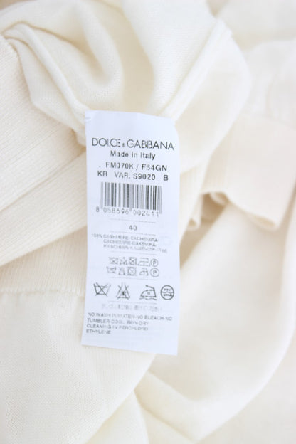 Dolce & Gabbana Elegant White Cashmere Sweater Dolce & Gabbana