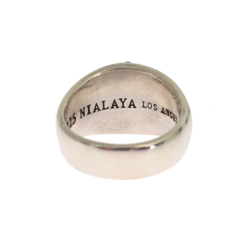 Nialaya Exquisite Silver Statement Ring for Men Nialaya