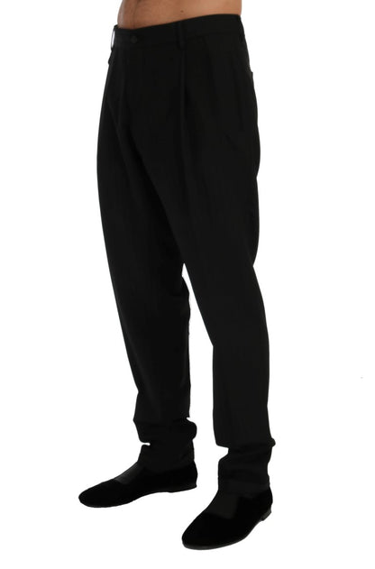 Dolce & Gabbana Elegant Black Striped Straight Fit Dress Pants Dolce & Gabbana