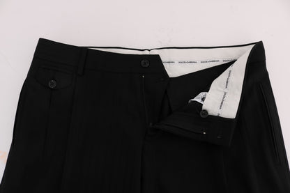 Dolce & Gabbana Elegant Black Striped Straight Fit Dress Pants Dolce & Gabbana