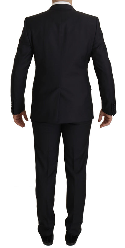 Dolce & Gabbana Elegant Black Three-Piece Wool Blend Suit Dolce & Gabbana