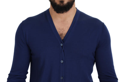 Dolce & Gabbana Elegant Virgin Wool Blue Cardigan Sweater Dolce & Gabbana