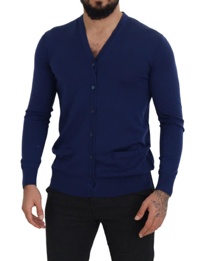 Dolce & Gabbana Elegant Virgin Wool Blue Cardigan Sweater Dolce & Gabbana