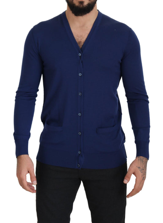 Dolce & Gabbana Elegant Virgin Wool Blue Cardigan Sweater Dolce & Gabbana