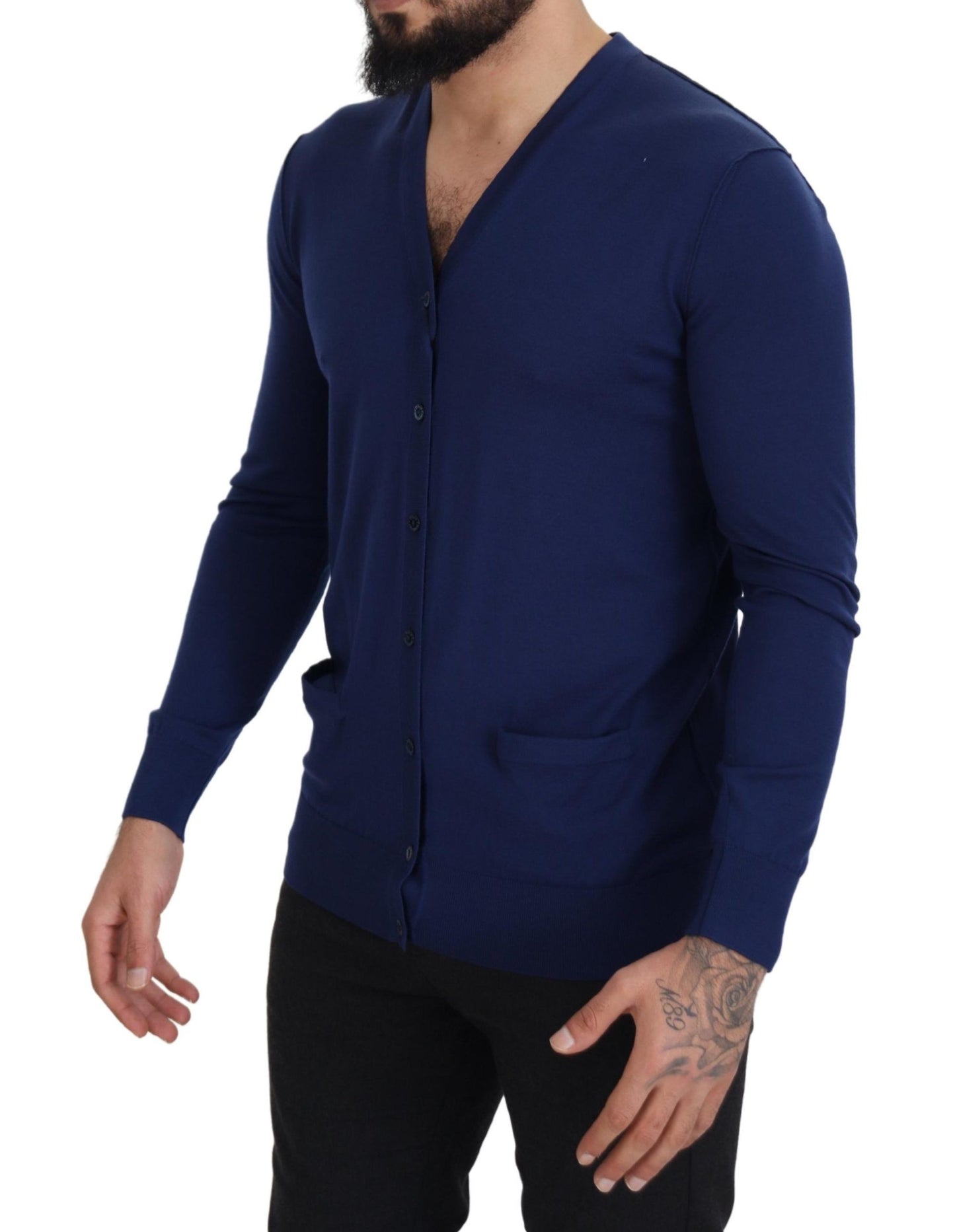 Dolce & Gabbana Elegant Virgin Wool Blue Cardigan Sweater Dolce & Gabbana