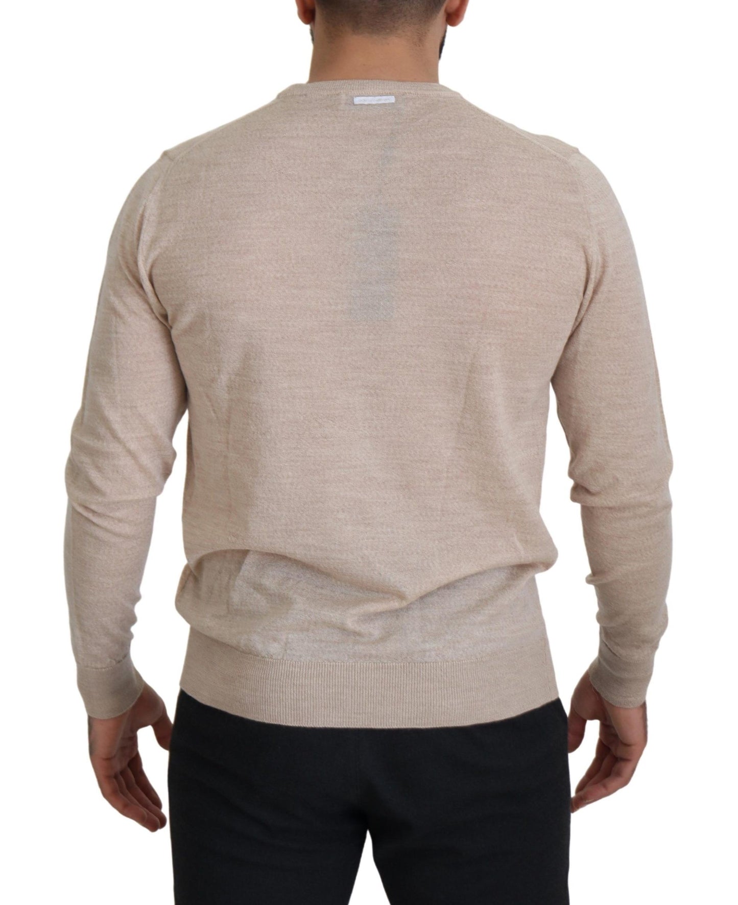 Dolce & Gabbana Elegant Beige Crewneck Wool Sweater Dolce & Gabbana