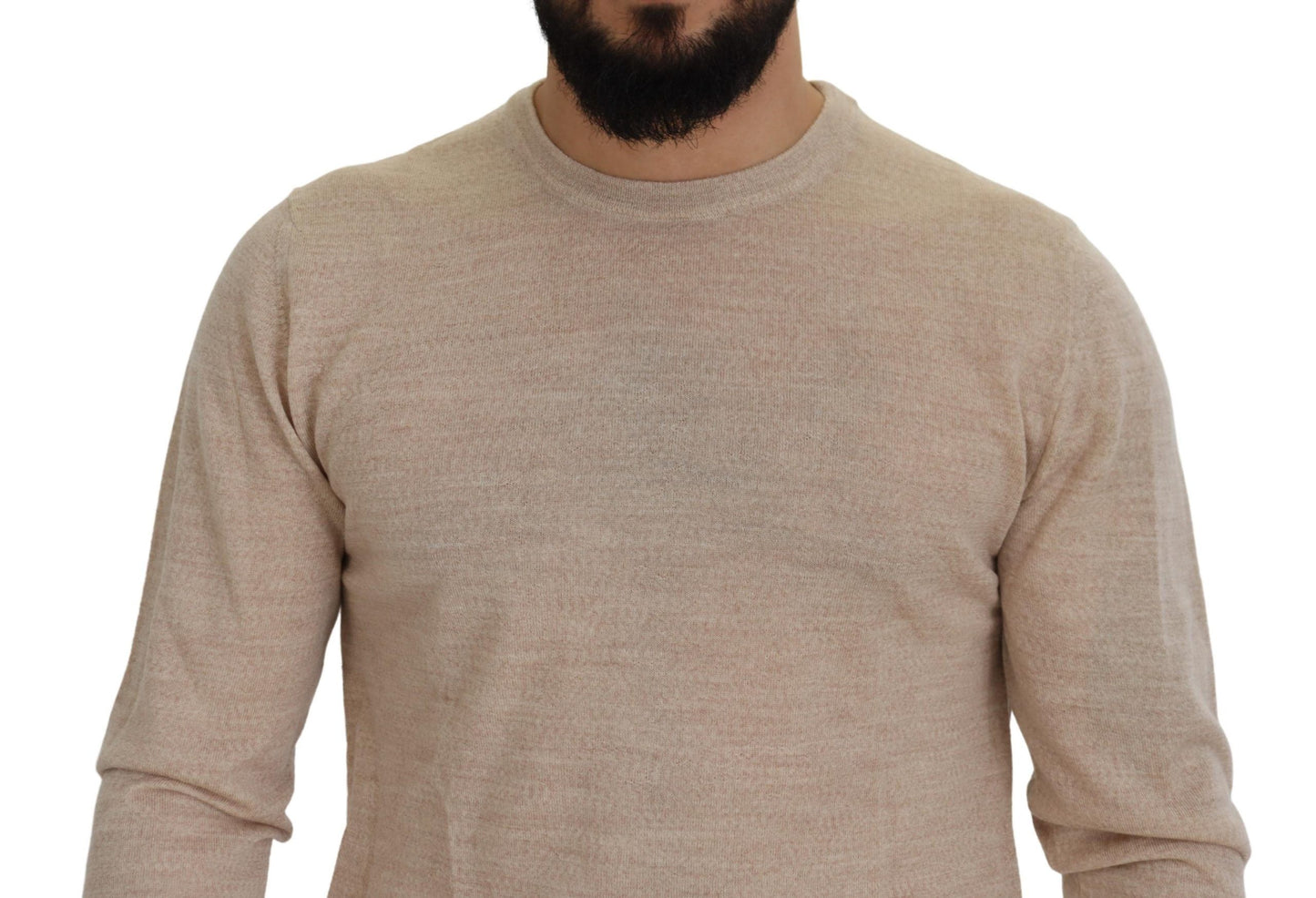 Dolce & Gabbana Elegant Beige Crewneck Wool Sweater Dolce & Gabbana