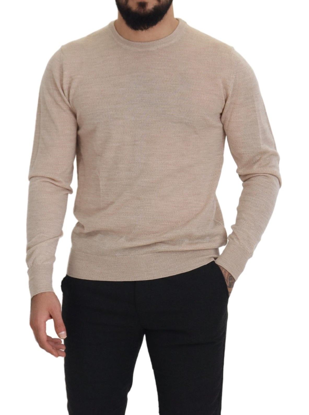 Dolce & Gabbana Elegant Beige Crewneck Wool Sweater Dolce & Gabbana