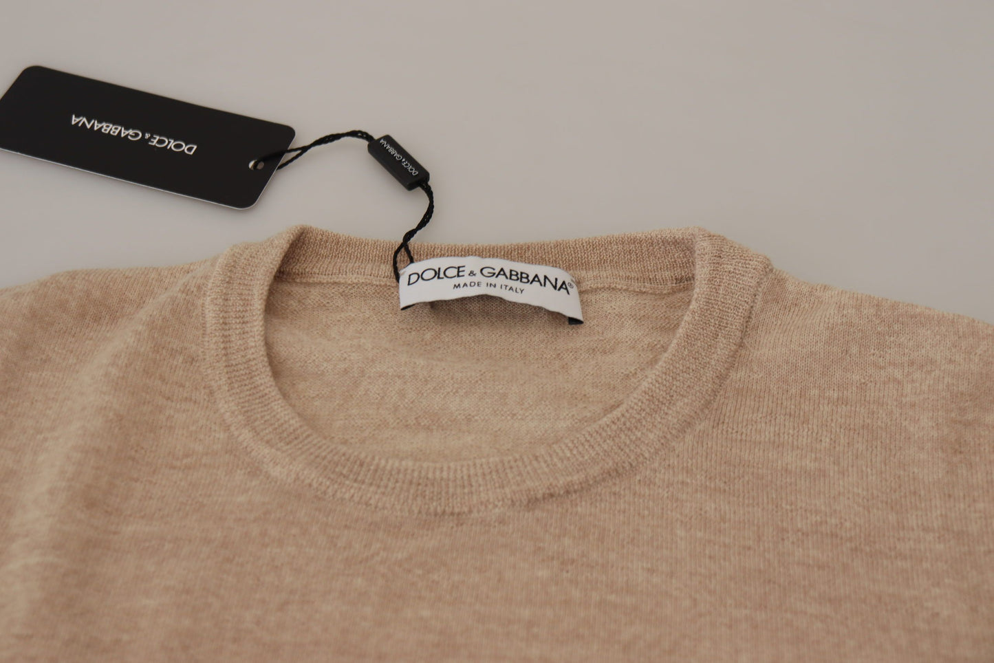 Dolce & Gabbana Elegant Beige Crewneck Wool Sweater Dolce & Gabbana