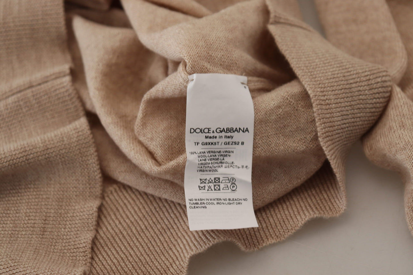 Dolce & Gabbana Elegant Beige Crewneck Wool Sweater Dolce & Gabbana