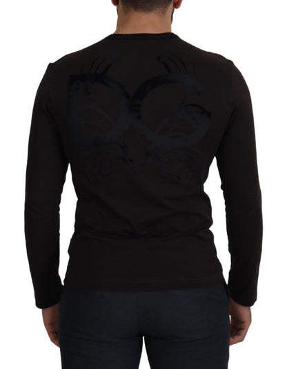 Dolce & Gabbana Elegant Brown Crewneck Cotton Sweater Dolce & Gabbana