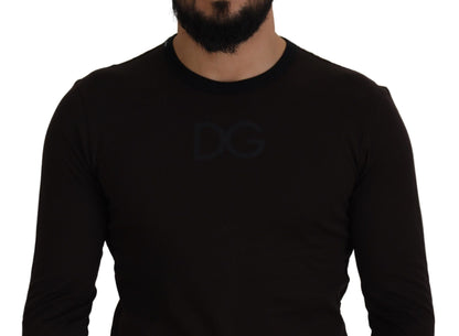 Dolce & Gabbana Elegant Brown Crewneck Cotton Sweater Dolce & Gabbana