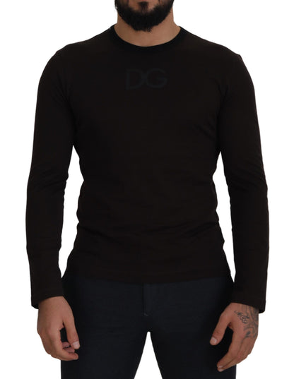 Dolce & Gabbana Elegant Brown Crewneck Cotton Sweater Dolce & Gabbana