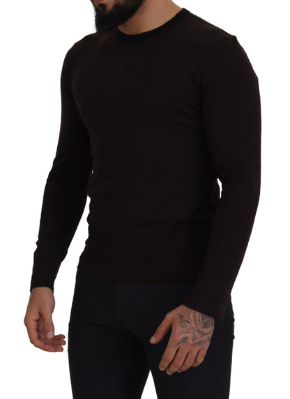 Dolce & Gabbana Elegant Brown Crewneck Cotton Sweater Dolce & Gabbana