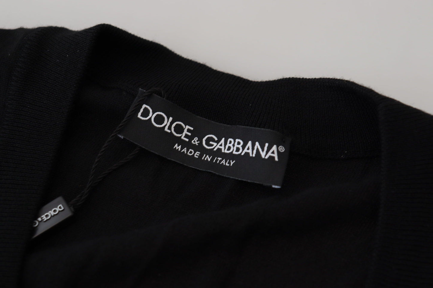 Dolce & Gabbana Elegant Wool Buttoned Black Cardigan Dolce & Gabbana