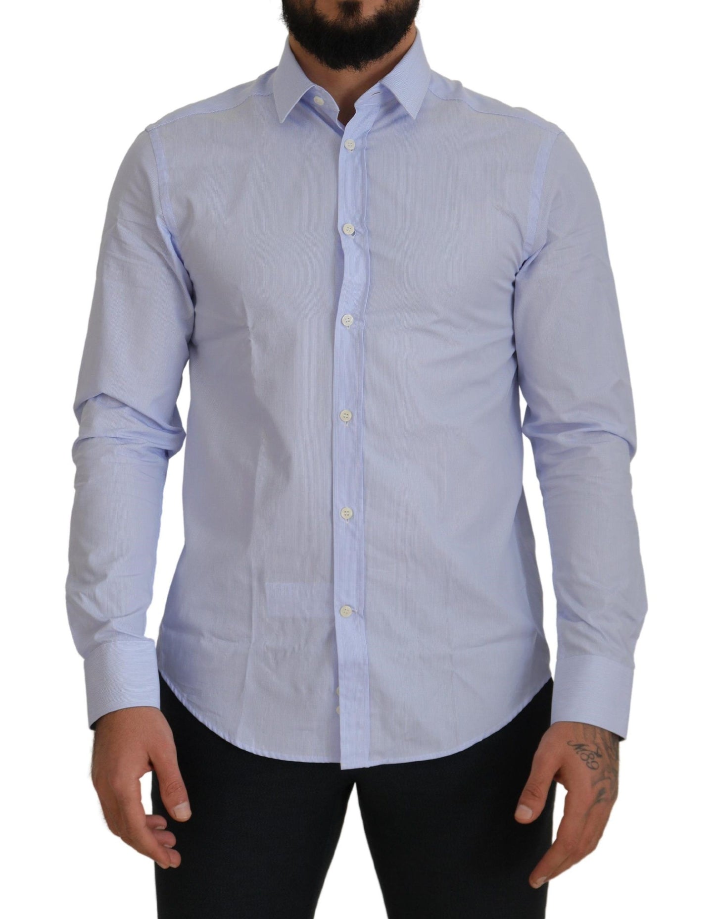 Versace Collection Elegant Light Blue Dress Shirt Versace Collection