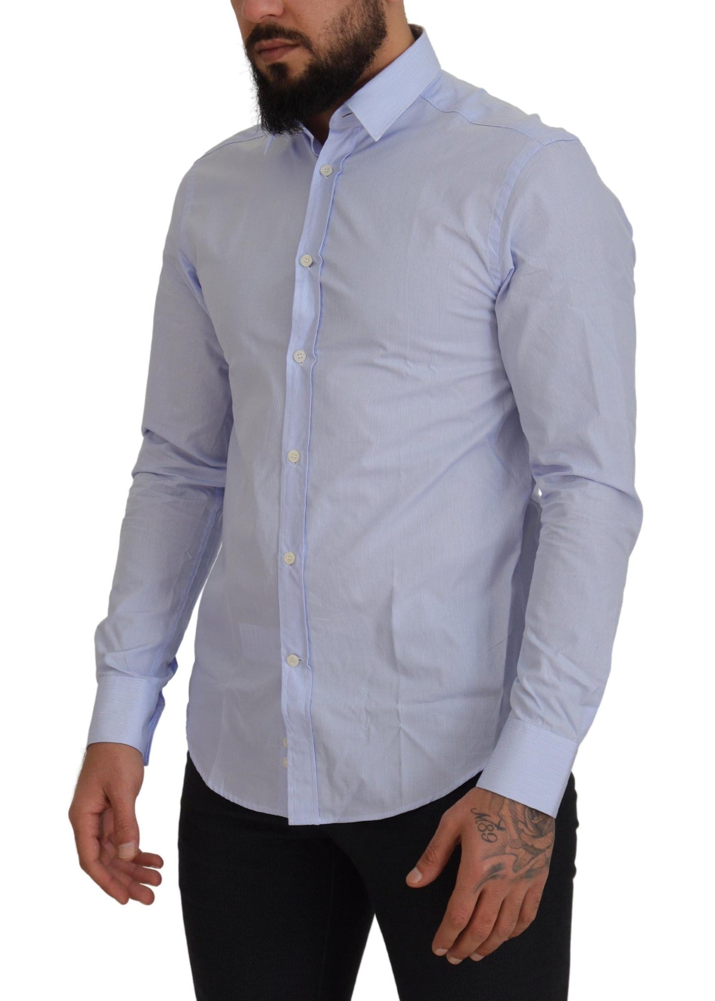 Versace Collection Elegant Light Blue Dress Shirt Versace Collection