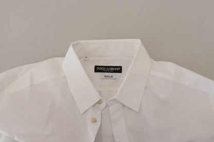 Dolce & Gabbana Elegant White Peacock Feather Dress Shirt Dolce & Gabbana