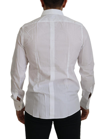 Dolce & Gabbana Elegant White Peacock Feather Dress Shirt Dolce & Gabbana