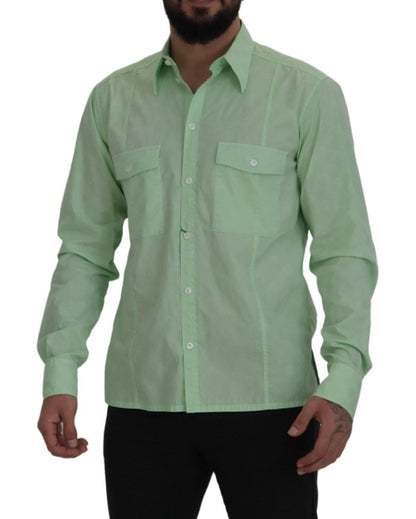 Dolce & Gabbana Mint Green Slim Fit Casual Button-Down Shirt Dolce & Gabbana