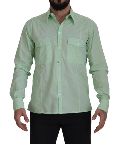 Dolce & Gabbana Mint Green Slim Fit Casual Button-Down Shirt Dolce & Gabbana