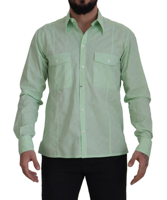 Dolce & Gabbana Mint Green Slim Fit Casual Button-Down Shirt Dolce & Gabbana