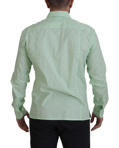 Dolce & Gabbana Mint Green Slim Fit Casual Button-Down Shirt Dolce & Gabbana