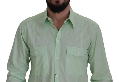 Dolce & Gabbana Mint Green Slim Fit Casual Button-Down Shirt Dolce & Gabbana