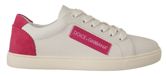 Dolce & Gabbana Elegant White Leather Low-Top Sneakers Dolce & Gabbana